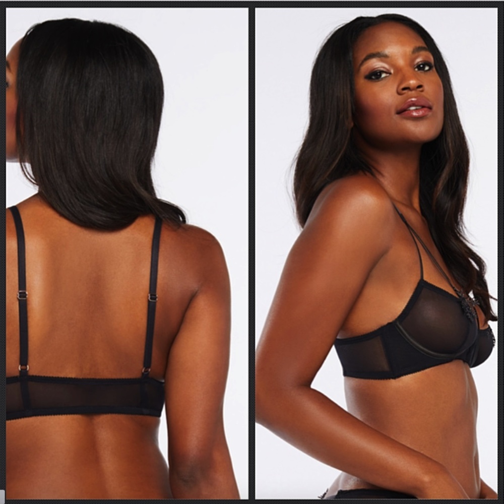 Savage Fenty Ultra Sexy Half Cup Black Mesh with Snowflake Appliqué Bra M - Picture 9 of 10